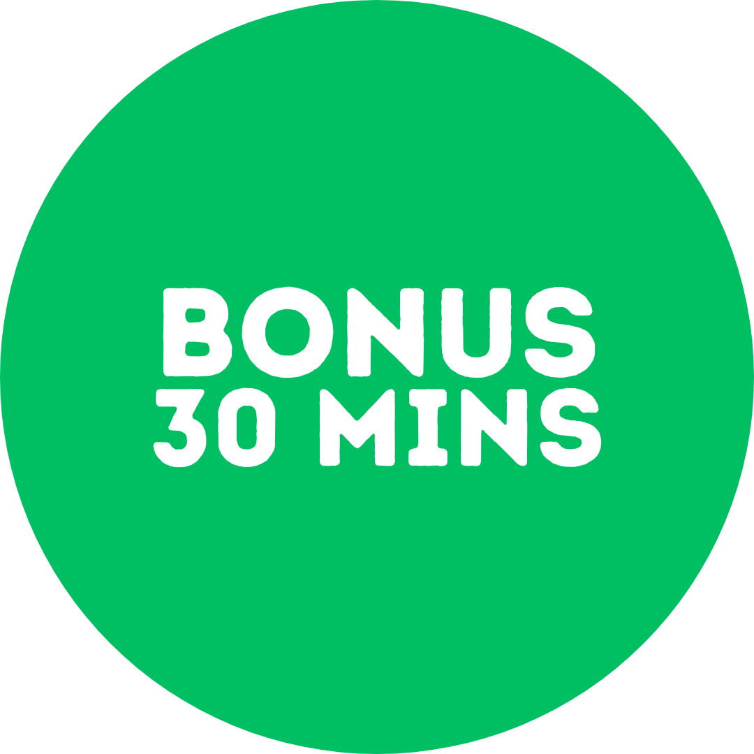 Outstanding Offer: 90-Minute Time Block for $216.00 with a Bonus 30 Minutes. That's 25% More Time for Free!